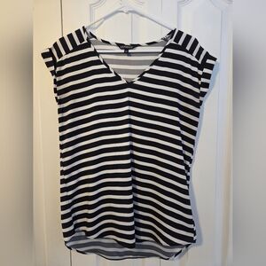 Express Women's Black and White Striped Tee